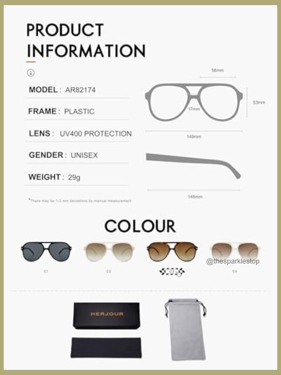 Square Aviator Sunglasses Oversized Vintage Style UV Protection main image 4
